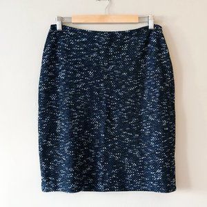 St. John Navy Blue Boucle Tweed Pencil Skirt